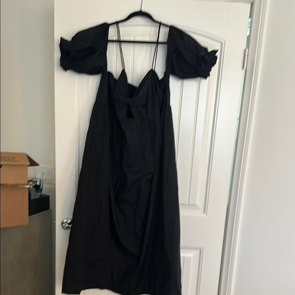 A New Day Black Puff Sleeve Midi Sundress